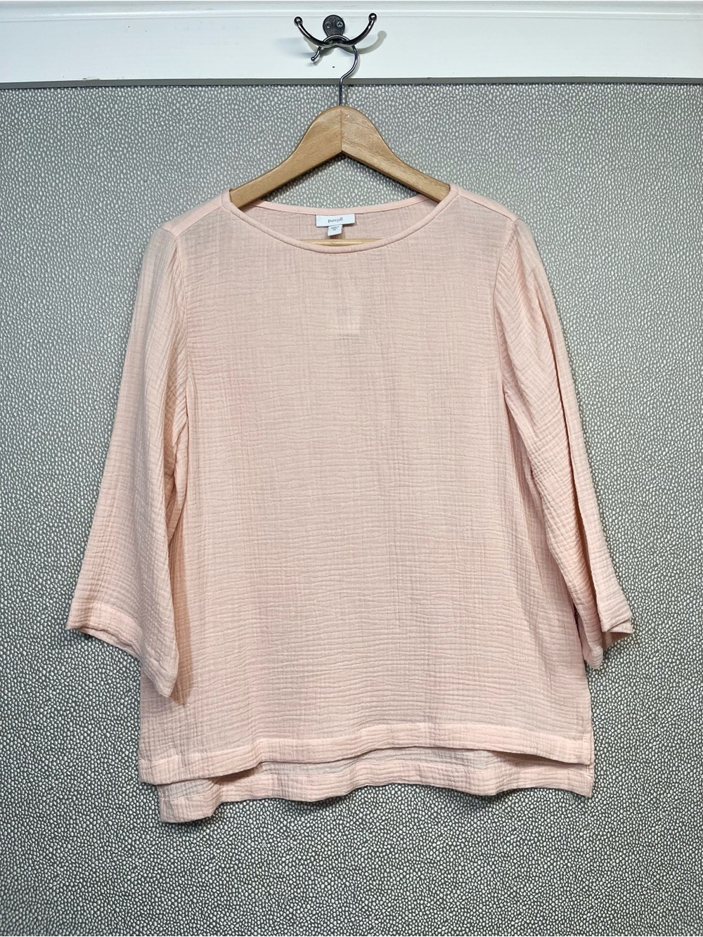 🆕 XS J. Jill Light Pink Women's Gauzy Textured Scoop Neck Top NWT #26